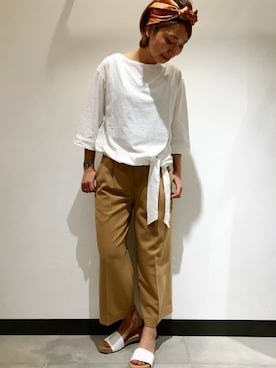 「FRAMeWORK（フレームワーク）のアイテム（パンツ）」を使った、rikaさん（レディース・154cm）の夏コーディネート