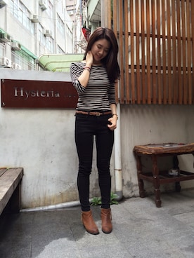 「ALDO（アルド）のアイテム（ブーティ）」を使った、Stella Linさん（レディース・161cm）の夏コーディネート