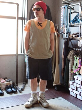 「Tatty Devine（タッティーディバイン）のアイテム」を使った、Daisuke Nagaoさん（メンズ・159cm）の夏コーディネート