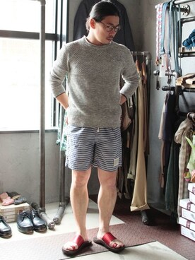 「JUTTA NEUMANN（ユッタ ヌーマン）のアイテム（サンダル）」を使った、Daisuke Nagaoさん（メンズ・159cm）の夏コーディネート