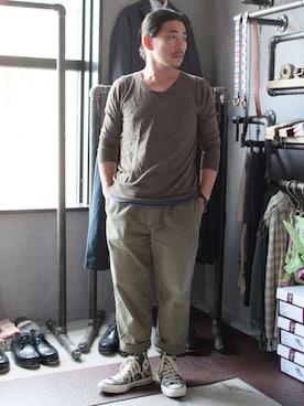 「chimala（チマラ）のアイテム（パンツ）」を使った、Daisuke Nagaoさん（メンズ・159cm）の夏コーディネート
