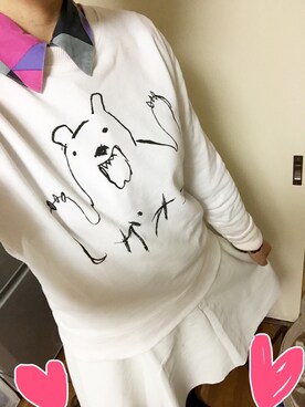 「白スカート」｜「アイテム（スウェット）」を使った、うりうりさん（レディース・165cm）の冬コーディネート