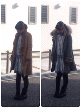 「エコバッグ」｜「アイテム（ムートンコート）」を使った、mika0527◡̈⃝♡さん（レディース・158cm）の冬コーディネート