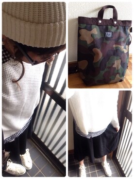 「パールアクセ」｜「アイテム（ニットキャップ/ビーニー）」を使った、mika0527◡̈⃝♡さん（レディース・158cm）の春コーディネート