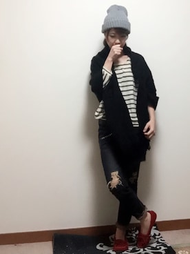 「OZOC（オゾック）のアイテム（ニットキャップ/ビーニー）」を使った、mika0527◡̈⃝♡さん（レディース・158cm）の秋コーディネート