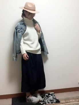 「Ungrid（アングリッド）の 【Casual】ｳﾞｨﾝﾃｰｼﾞGｼﾞｬﾝ （デニムジャケット）」を使った、mika0527◡̈⃝♡さん（レディース・158cm）の秋コーディネート