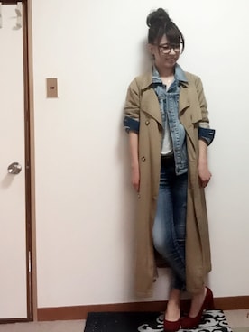 「Ungrid（アングリッド）のフレイドヘムストスリ（デニムパンツ）」を使った、mika0527◡̈⃝♡さん（レディース・158cm）の秋コーディネート