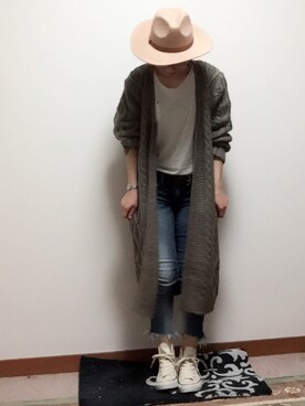 「Ungrid（アングリッド）のフレイドヘムストスリ（デニムパンツ）」を使った、mika0527◡̈⃝♡さん（レディース・158cm）の秋コーディネート