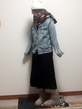 「ゆるニット」｜「アイテム（デニムジャケット）」を使った、mika0527◡̈⃝♡さん（レディース・158cm）の秋コーディネート