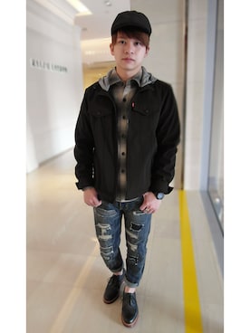 「Levi's（リーバイス）のアイテム（ナイロンジャケット）」を使った、MIN_WEIさん（メンズ・171cm）の冬コーディネート