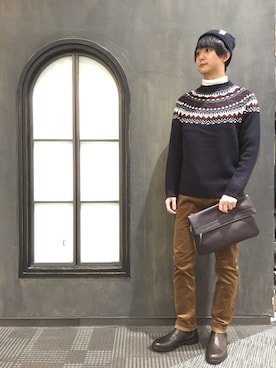 「PACIFIC STATE（パシフィックステート）のフェイクレザーサイドゴアブーツ（ブーツ）」を使った、UNION STATION イオンモール木曽川さん（メンズ・175cm）の冬コーディネート