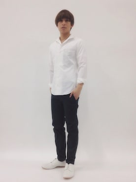 「オリーブ」｜「アイテム（その他シューズ）」を使った、Tomoさん（メンズ・167cm）の春コーディネート
