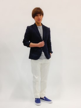 「スリムテーパード」｜「アイテム（ジャケット/アウター）」を使った、Tomoさん（メンズ・167cm）の春コーディネート
