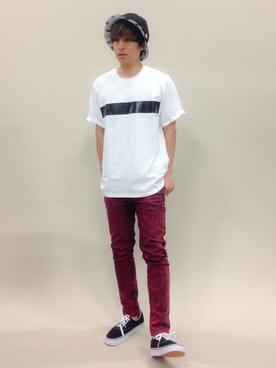 「SQUOVAL（スクオーバル）のアイテム（帽子）」を使った、Tomoさん（メンズ・167cm）の春コーディネート