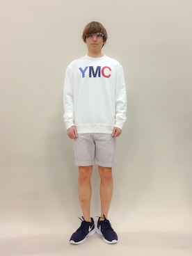 「NOLLEY’S（ノーリーズ）のアイテム（スウェット）」を使った、Tomoさん（メンズ・167cm）の春コーディネート