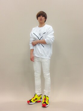 「unrelaxing（アンリラクシング）のアイテム（スウェット）」を使った、Tomoさん（メンズ・167cm）の春コーディネート