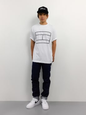 「CHAPTER WORLD PREMIUM（チャプターワールドプレミアム）のアイテム（シューズ）」を使った、Tomoさん（メンズ・167cm）の夏コーディネート