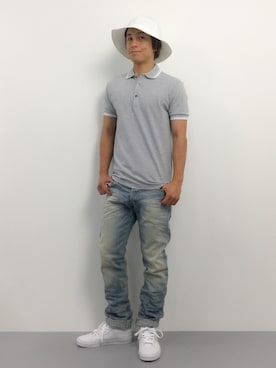 「rehacer（レアセル）のアイテム（帽子）」を使った、Tomoさん（メンズ・167cm）の夏コーディネート