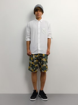 「白いスニーカー」｜「アイテム（ニットキャップ/ビーニー）」を使った、Tomoさん（メンズ・167cm）の夏コーディネート