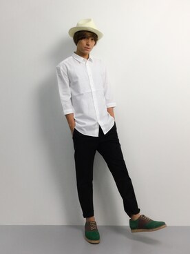 「CHAPTER WORLD select （チャプターワールドセレクト）のアイテム（シューズ）」を使った、Tomoさん（メンズ・167cm）の夏コーディネート