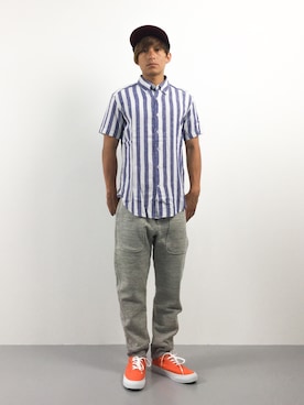 「ADAM ET ROPE'（アダムエロペ）のアイテム（キャップ）」を使った、Tomoさん（メンズ・167cm）の夏コーディネート