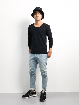 「BEN DAVIS（ベンデイビス）のアイテム（帽子）」を使った、Tomoさん（メンズ・167cm）の夏コーディネート