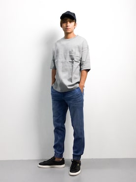 「NAVAL（ナバル）のアイテム（帽子）」を使った、Tomoさん（メンズ・167cm）の夏コーディネート