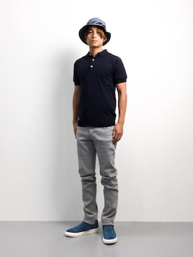 「FRED PERRY（フレッドペリー）のアイテム（帽子）」を使った、Tomoさん（メンズ・167cm）の夏コーディネート
