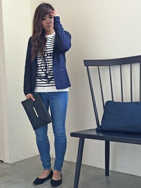 「TOMMY HILFIGER（トミーヒルフィガー）のアイテム（テーラードジャケット）」を使った、NOZAさん（レディース・163cm）の秋コーディネート