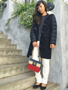 「TOMMY HILFIGER（トミーヒルフィガー）のアイテム（ジャケット/アウター）」を使った、NOZAさん（レディース・163cm）の冬コーディネート