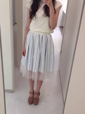 ストライプチュールスカートを使った人気ファッションコーディネート Wear