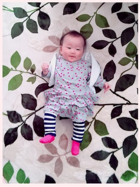 「アイテム（タイツ/ストッキング、ブルー系）」を使った、SaKo2709さん（キッズ・60cm）の春コーディネート