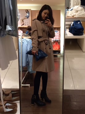 「ルーズフィット」｜「アイテム（トレンチコート）」を使った、®️さん（レディース・163cm）の秋コーディネート