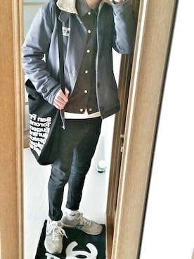 「Subciety（サブサエティ）のアイテム（ダウンジャケット/コート）」を使った、にっしーさん（メンズ・168cm）の春コーディネート