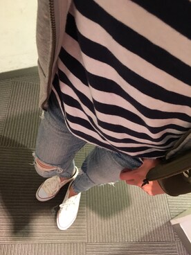 「moussy」｜「アイテム（ナイロンジャケット）」を使った、Saayaaamamさん（レディース・162cm）の冬コーディネート