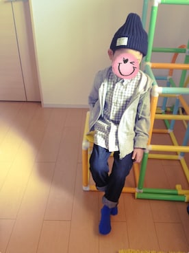 「パーカー×シャツ」｜「アイテム（その他）」を使った、haaachiさん（キッズ・100cm）の秋コーディネート