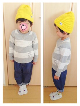 「テーパードデニム」｜haaachiさん（キッズ・110cm）の春コーディネート