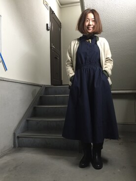 「SHIPS（シップス）のアイテム（ミリタリージャケット）」を使った、SEVENさん（レディース・162cm）の冬コーディネート
