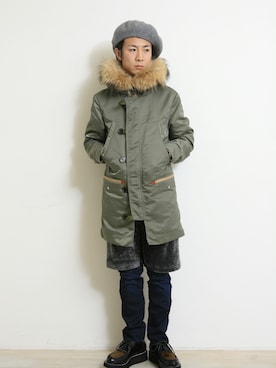 「FACTOTUM（ファクトタム）のアイテム（モッズコート）」を使った、Takahiro_Kudoseさん（メンズ・163cm）の冬コーディネート