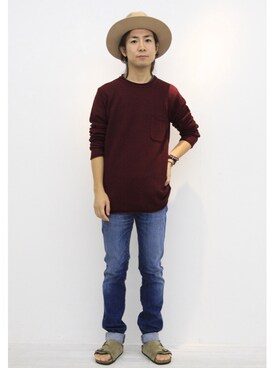 「FACTOTUM（ファクトタム）のアイテム（帽子）」を使った、Takahiro_Kudoseさん（メンズ・163cm）の夏コーディネート