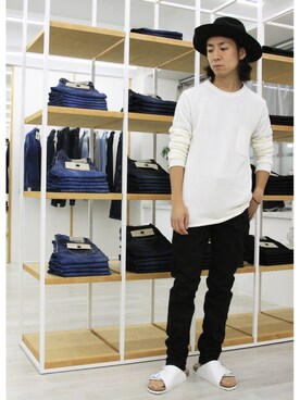 「FACTOTUM（ファクトタム）のアイテム（帽子）」を使った、Takahiro_Kudoseさん（メンズ・163cm）の夏コーディネート
