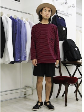 「FACTOTUM（ファクトタム）のアイテム（帽子）」を使った、Takahiro_Kudoseさん（メンズ・163cm）の夏コーディネート