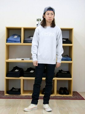 「FACTOTUM（ファクトタム）のアイテム（スウェット）」を使った、Takahiro_Kudoseさん（メンズ・163cm）の冬コーディネート