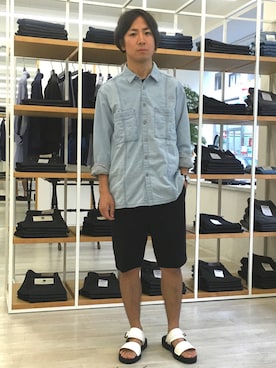 「アイテム（サンダル）」を使った、Takahiro_Kudoseさん（メンズ・163cm）の夏コーディネート