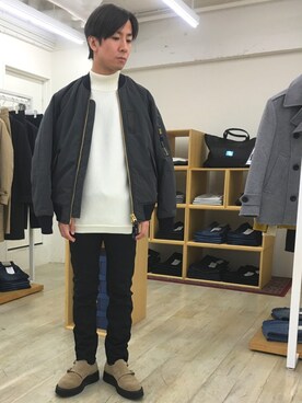 「FACTOTUM（ファクトタム）のアイテム（MA-1）」を使った、Takahiro_Kudoseさん（メンズ・163cm）の秋コーディネート