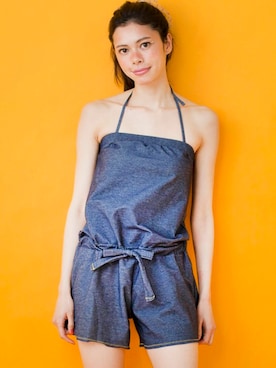 「アイテム（水着/着物・浴衣、ブルー系）」を使った、IRONYさん（レディース・168cm）の夏コーディネート