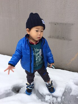 「赤ちゃん本舗（アカチャンホンポ）のアイテム（ダウンジャケット/コート）」を使った、sowさん（キッズ・80cm）の冬コーディネート