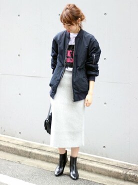 「Spick & Span（スピックアンドスパン）のアイテム（MA-1）」を使った、さく*さん（レディース・162cm）の秋コーディネート