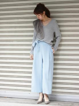 「アイテム（ストール/ショール）」を使った、さく*さん（レディース・162cm）の秋コーディネート