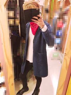 「ショップコート」｜「アイテム（ハンチング/ベレー帽）」を使った、くらさん（メンズ・184cm）の冬コーディネート